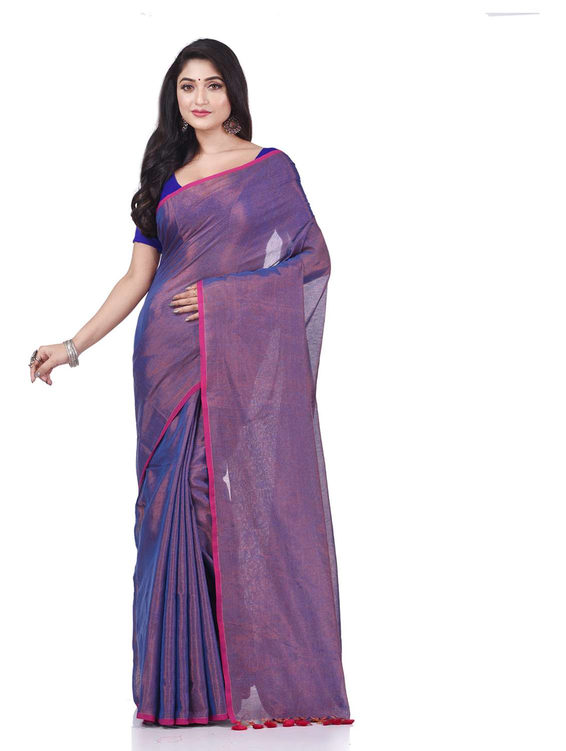 women solid plain saree with blouse