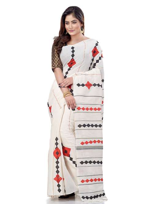 women's self design white colored saree with blouse - 19994561 -  Standard Image - 0