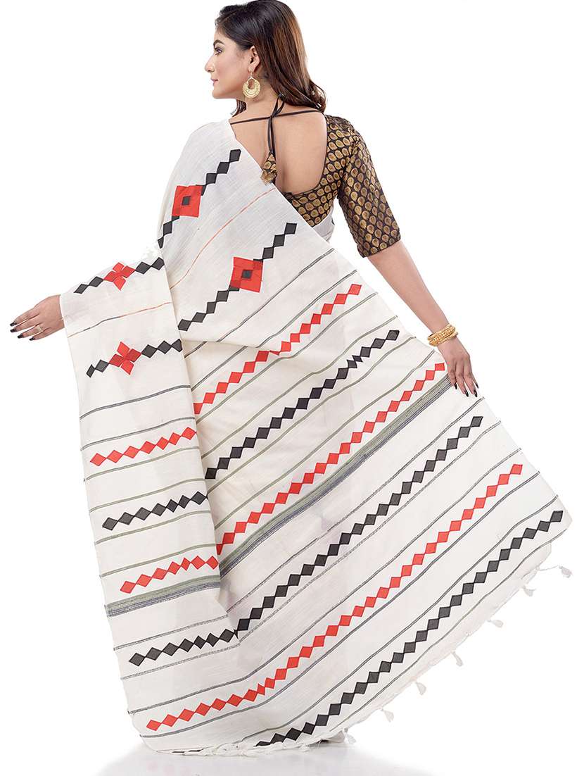 women's self design white colored saree with blouse - 19994561 - Standard Image - 1