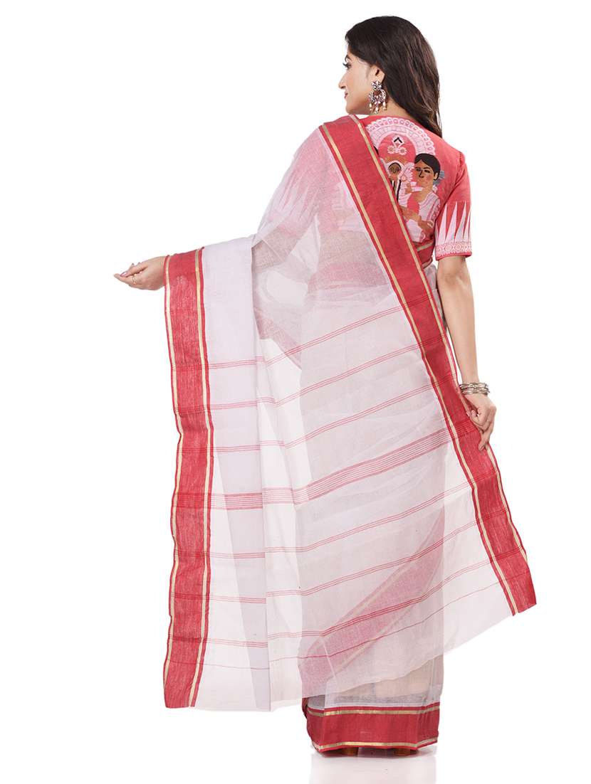 women's self design white colored saree with blouse - 19994571 - Standard Image - 1