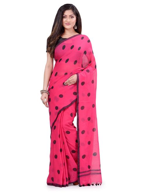 women's polka dots pink colored saree - 19994583 - Standard Image - 0