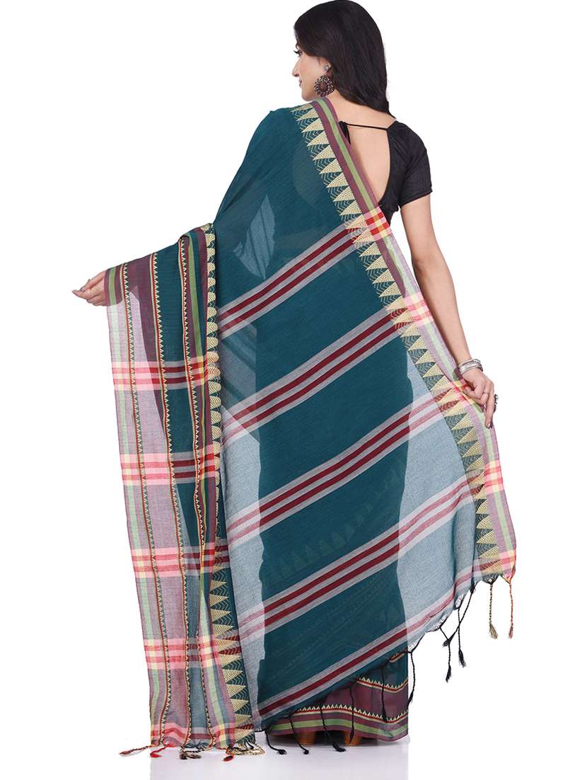 women's stripes indigo colored saree with blouse - 19994593 -  Standard Image - 1