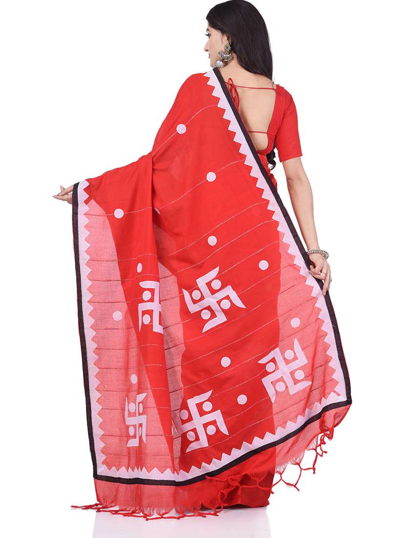 women's self design red colored saree with blouse - 19994594 -  Standard Image - 1