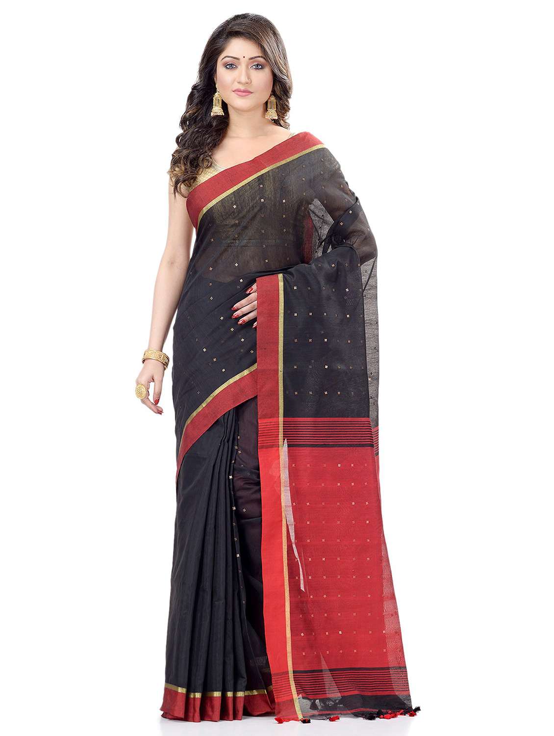 women's stripes black colored saree with blouse - 19994612 - Zoom Image - 0