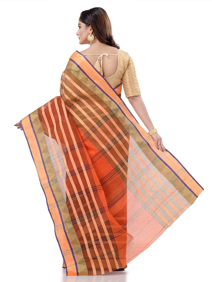 women's printed orange colored saree - 19994613 -  Standard Image - 1