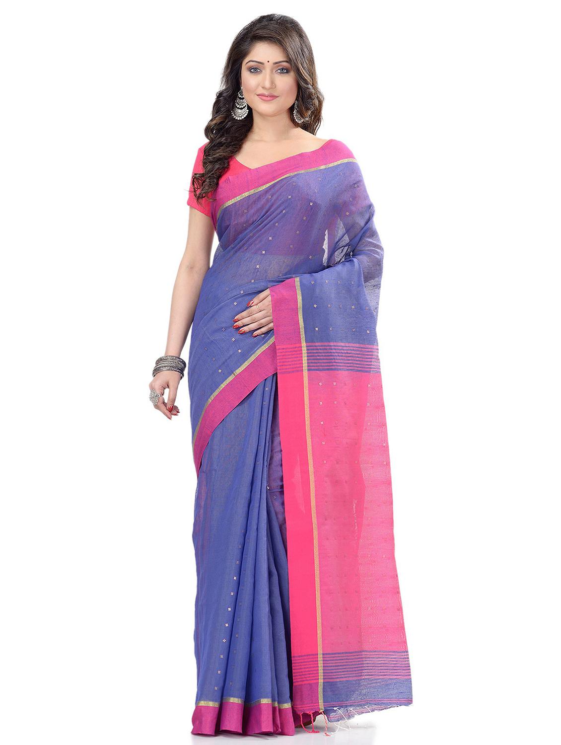 women's self design navy blue colored saree with blouse - 19994617 - Zoom Image - 0