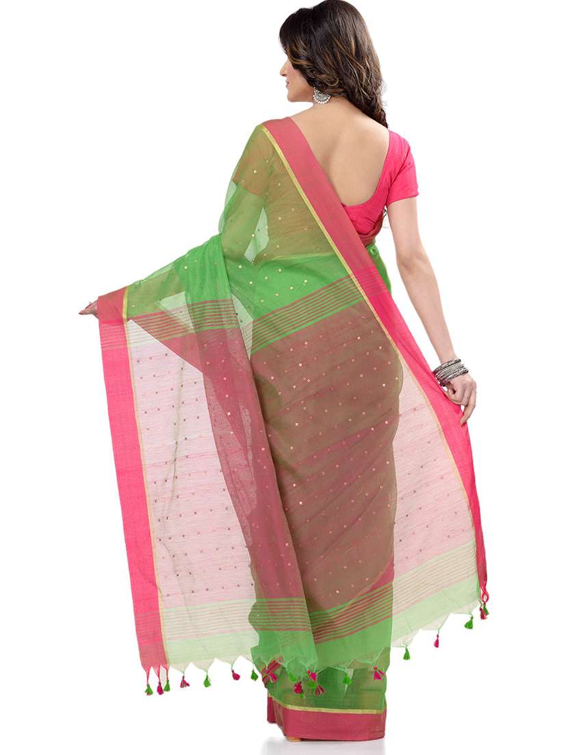women's self design neon colored saree with blouse - 19994638 -  Standard Image - 1