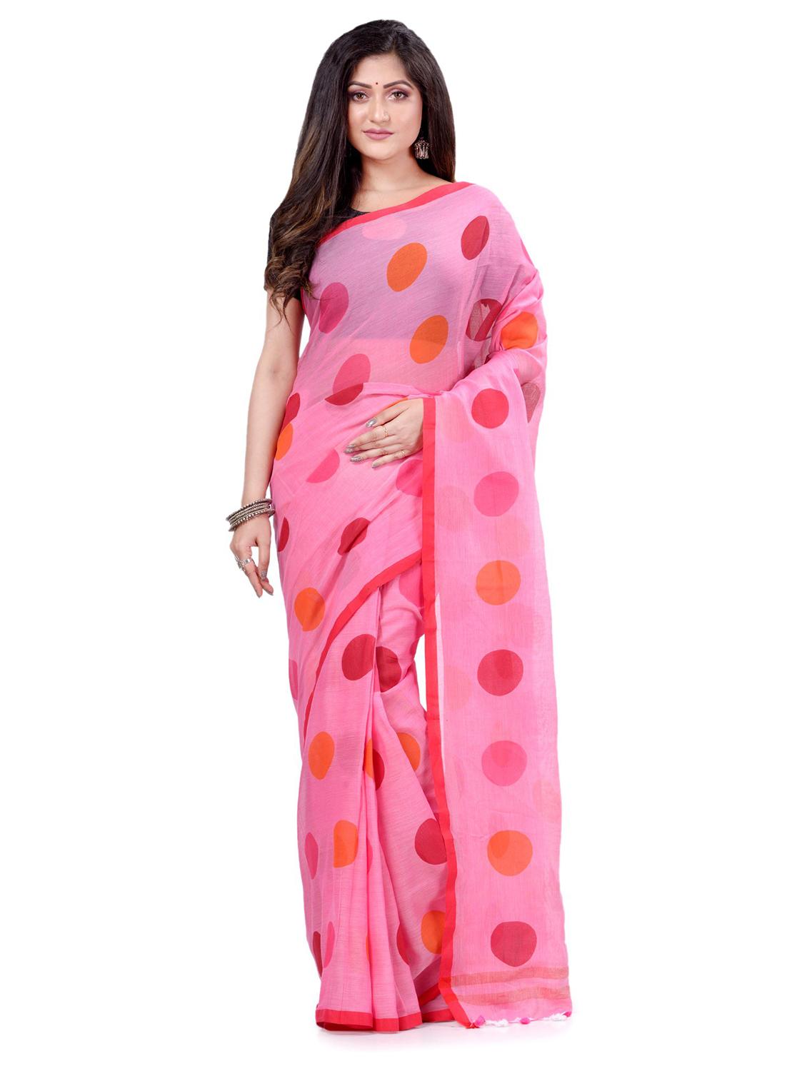 women's polka dots pink colored saree - 19994639 -  Zoom Image - 0