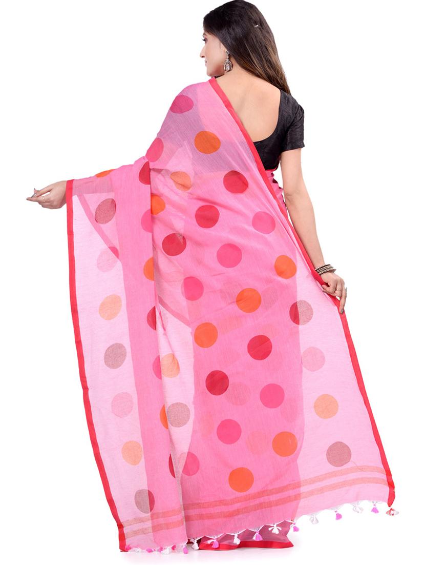 women's polka dots pink colored saree - 19994639 -  Standard Image - 1