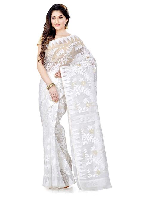 women's floral white colored saree - 19994649 -  Standard Image - 0