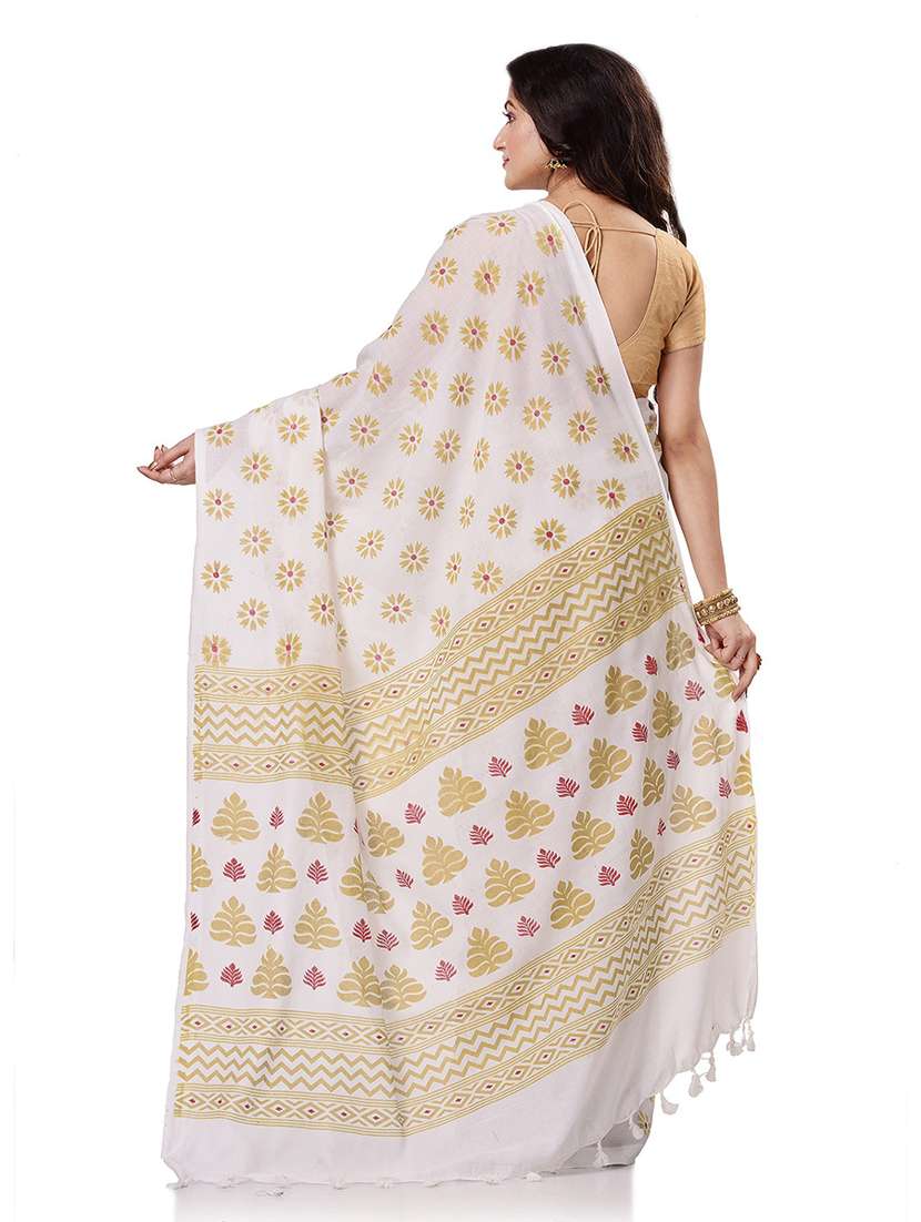 women's self design white colored saree with blouse - 19994665 -  Standard Image - 1