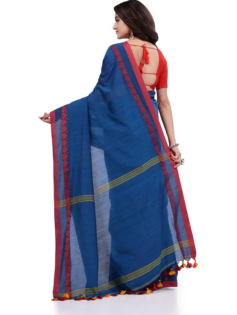 women's self design blue colored saree with blouse - 19994667 -  Standard Image - 1