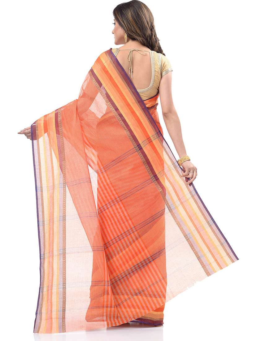 women's stripes orange colored saree - 19994736 -  Standard Image - 1