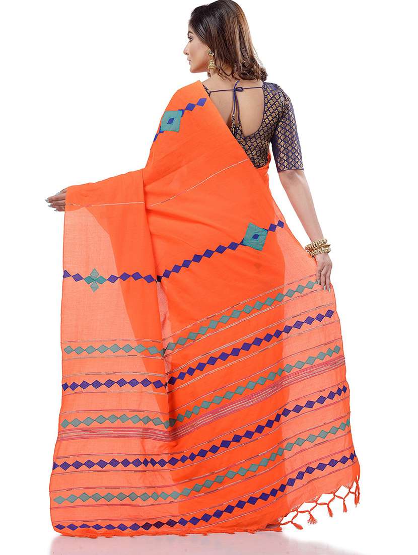 women's self design orange colored saree with blouse - 19994738 -  Standard Image - 1