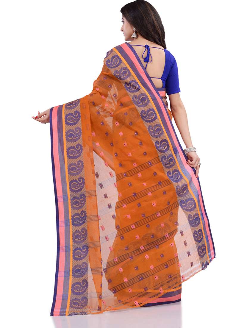 women's printed orange colored saree - 19994742 -  Standard Image - 1