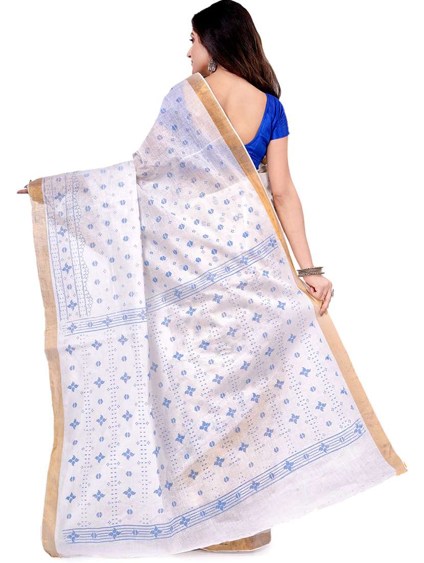 women's self design white colored saree - 19994767 -  Standard Image - 1