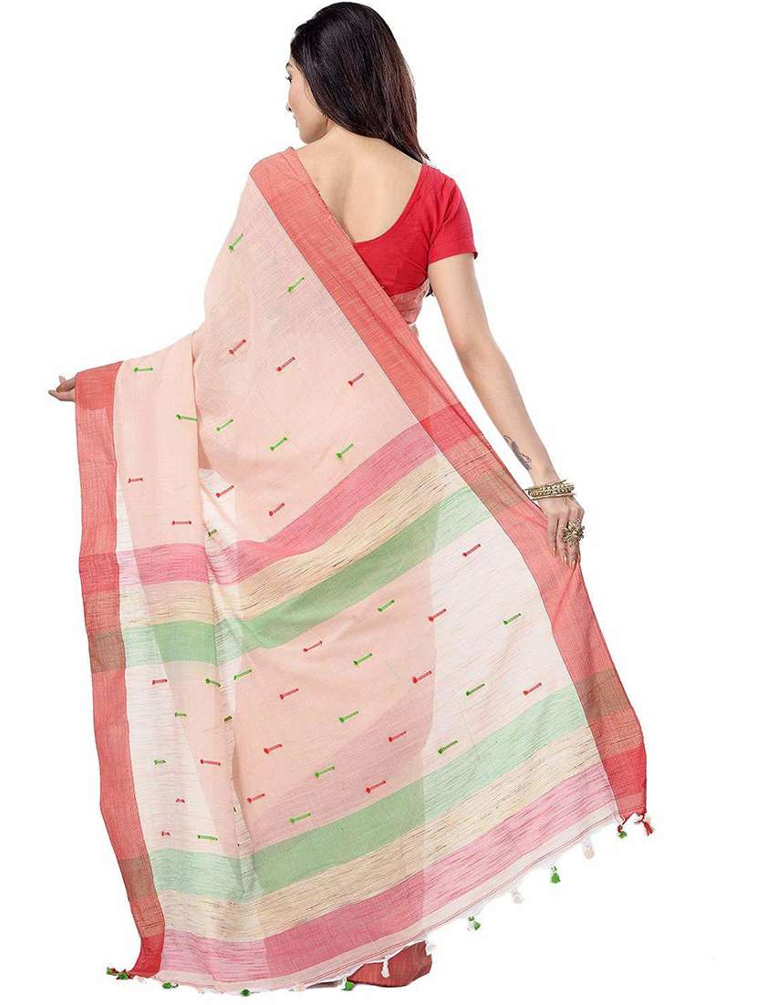 women's checks rosewater colored saree with blouse - 19994780 -  Standard Image - 1