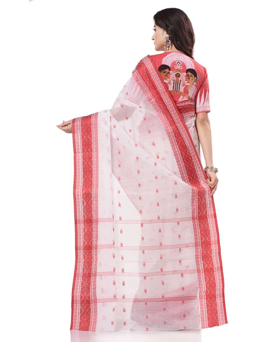 women's self design white colored saree with blouse - 19994787 -  Standard Image - 1