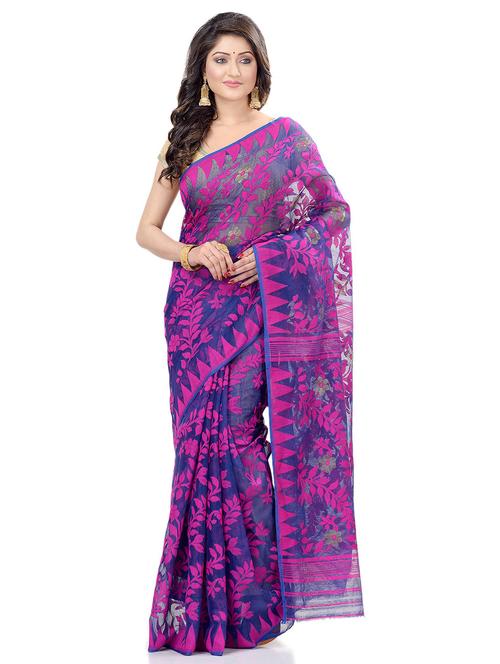 women's self design navy blue colored saree - 19994800 - Standard Image - 0