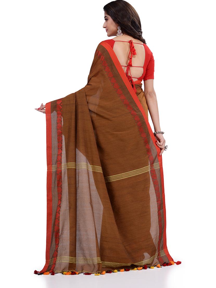 women's self design brown colored saree with blouse - 19994802 -  Standard Image - 1