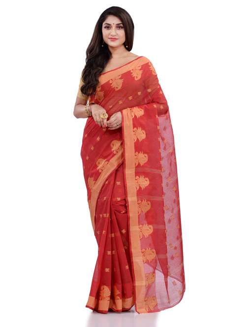 women's self design red colored saree - 19994805 - Standard Image - 0