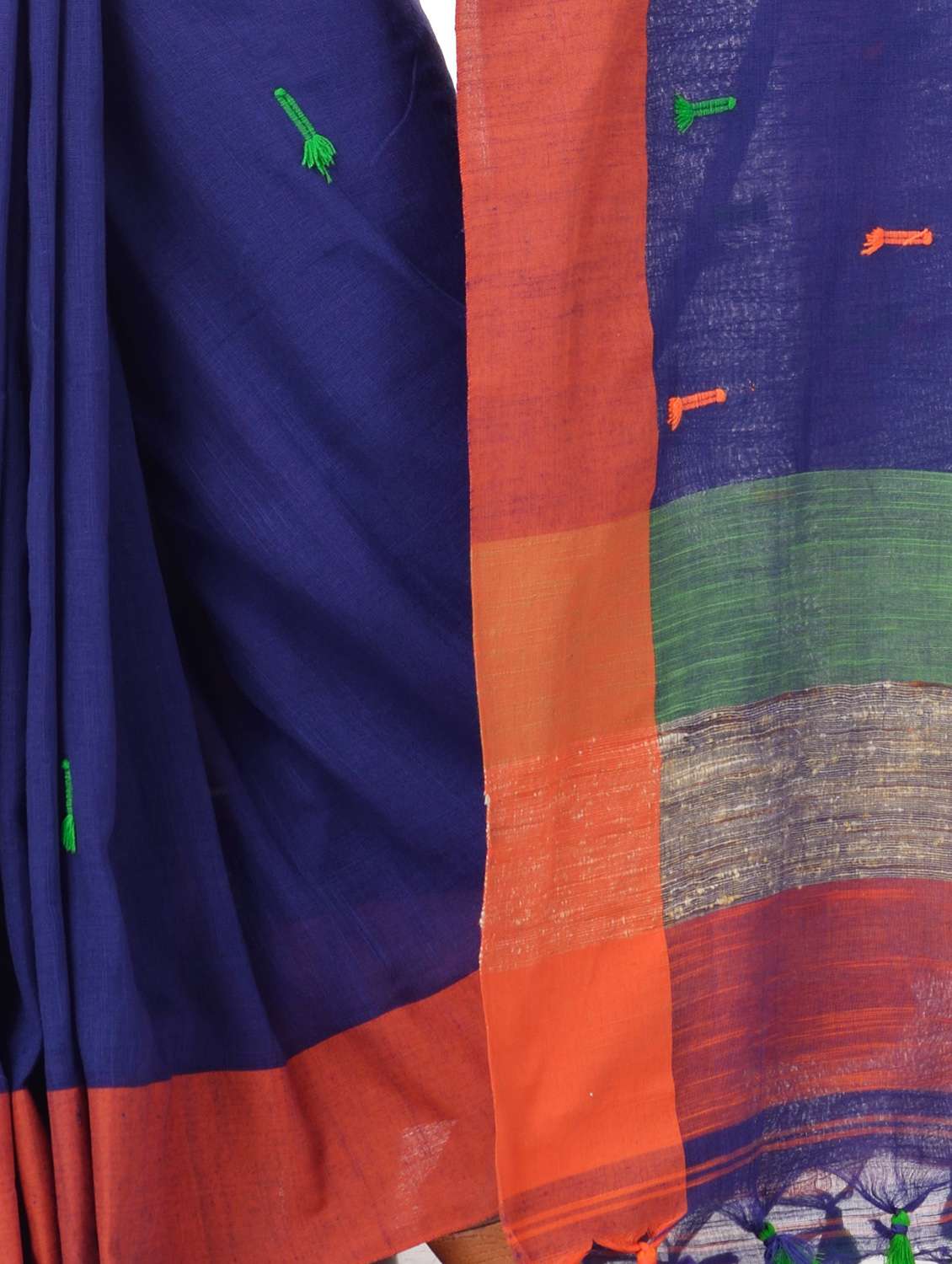 blue cotton handloom saree with blouse - 19994809 -  Standard Image - 1