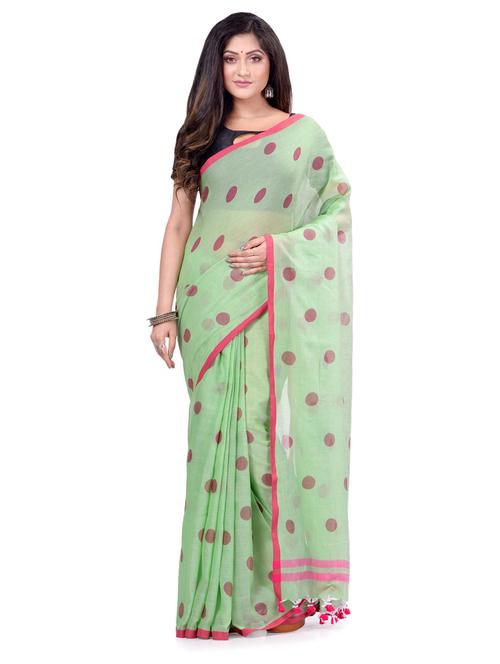 women's polka dots light green colored saree - 19994813 - Standard Image - 0
