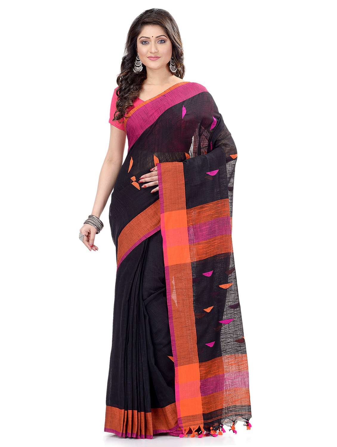 women's self design black colored saree with blouse - 19994815 - Zoom Image - 0