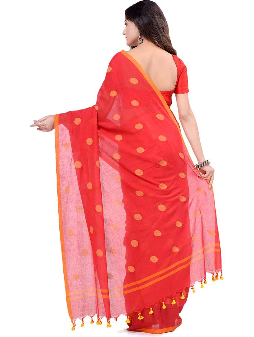 women's polka dots red colored saree - 19994816 -  Standard Image - 1