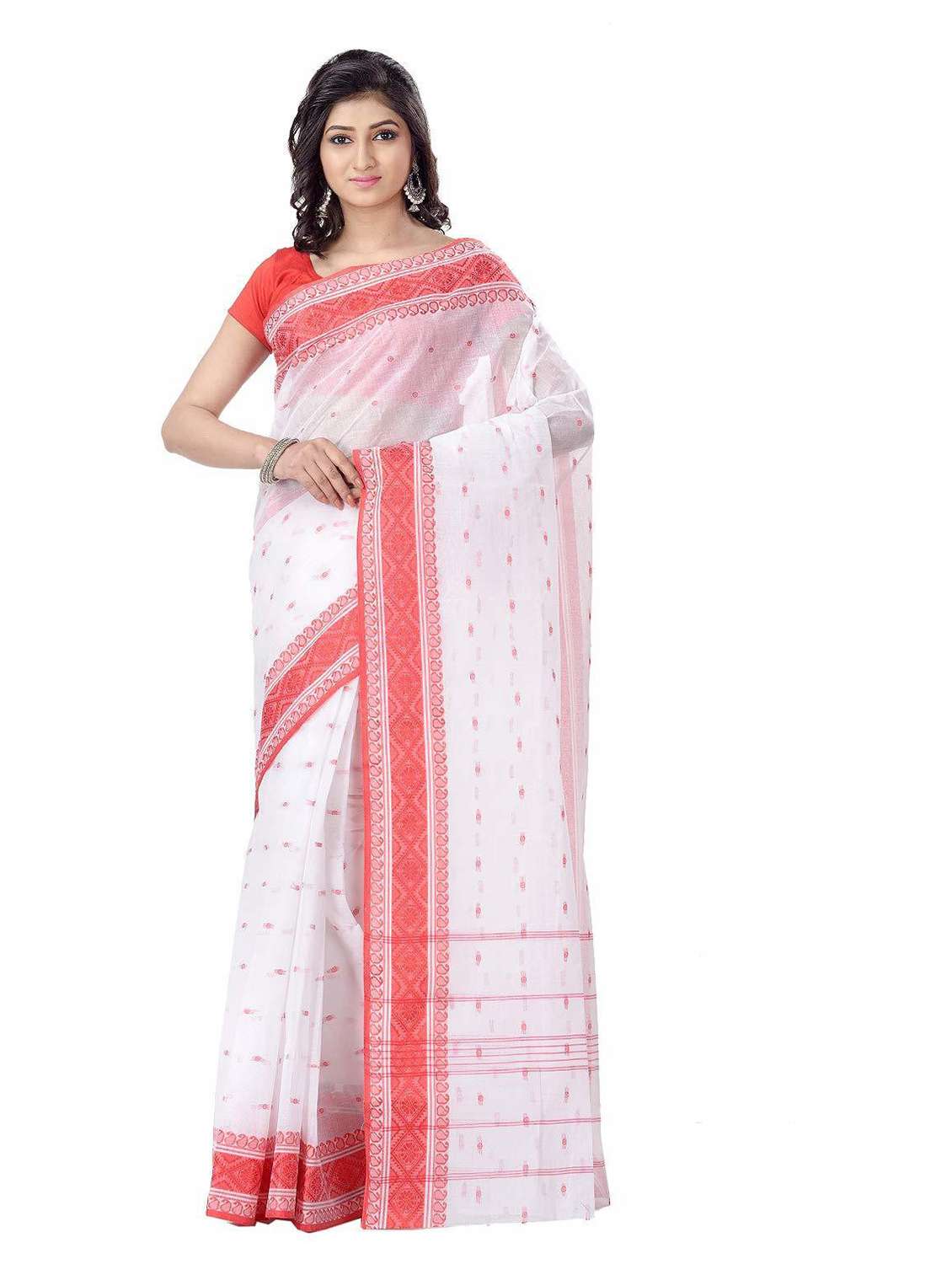 women's printed white colored saree