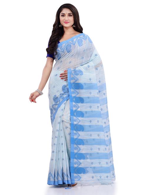 women's self design white colored saree with blouse - 19994846 -  Standard Image - 0