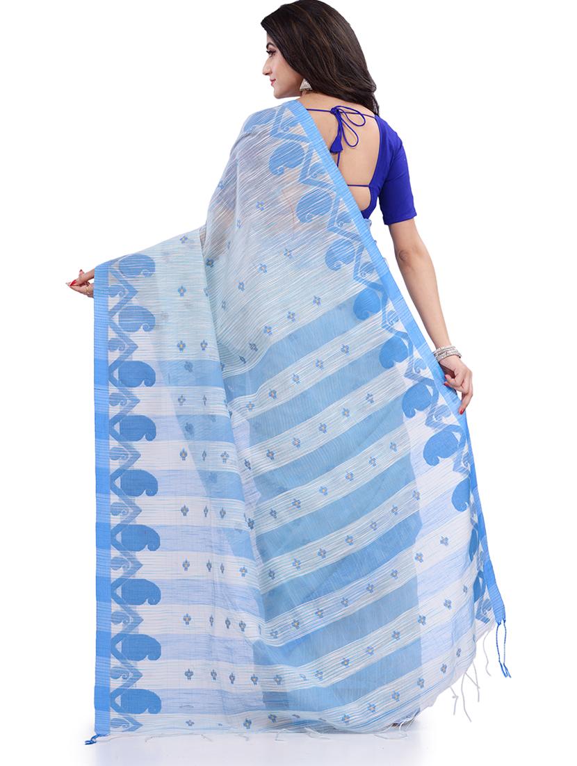 women's self design white colored saree with blouse - 19994846 -  Standard Image - 1