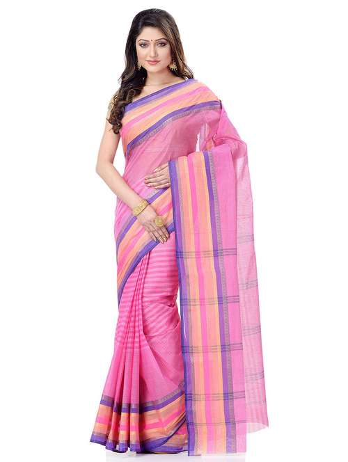 women's stripes pink colored saree - 19994865 - Standard Image - 0