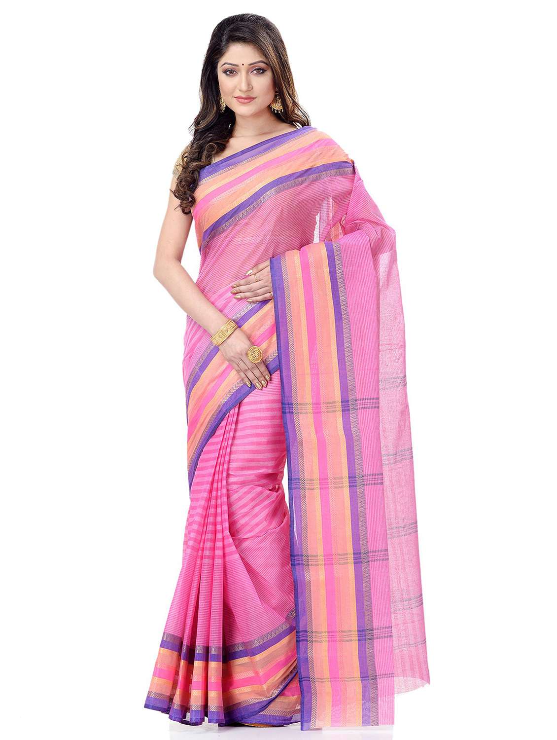 women's stripes pink colored saree - 19994865 - Zoom Image - 0