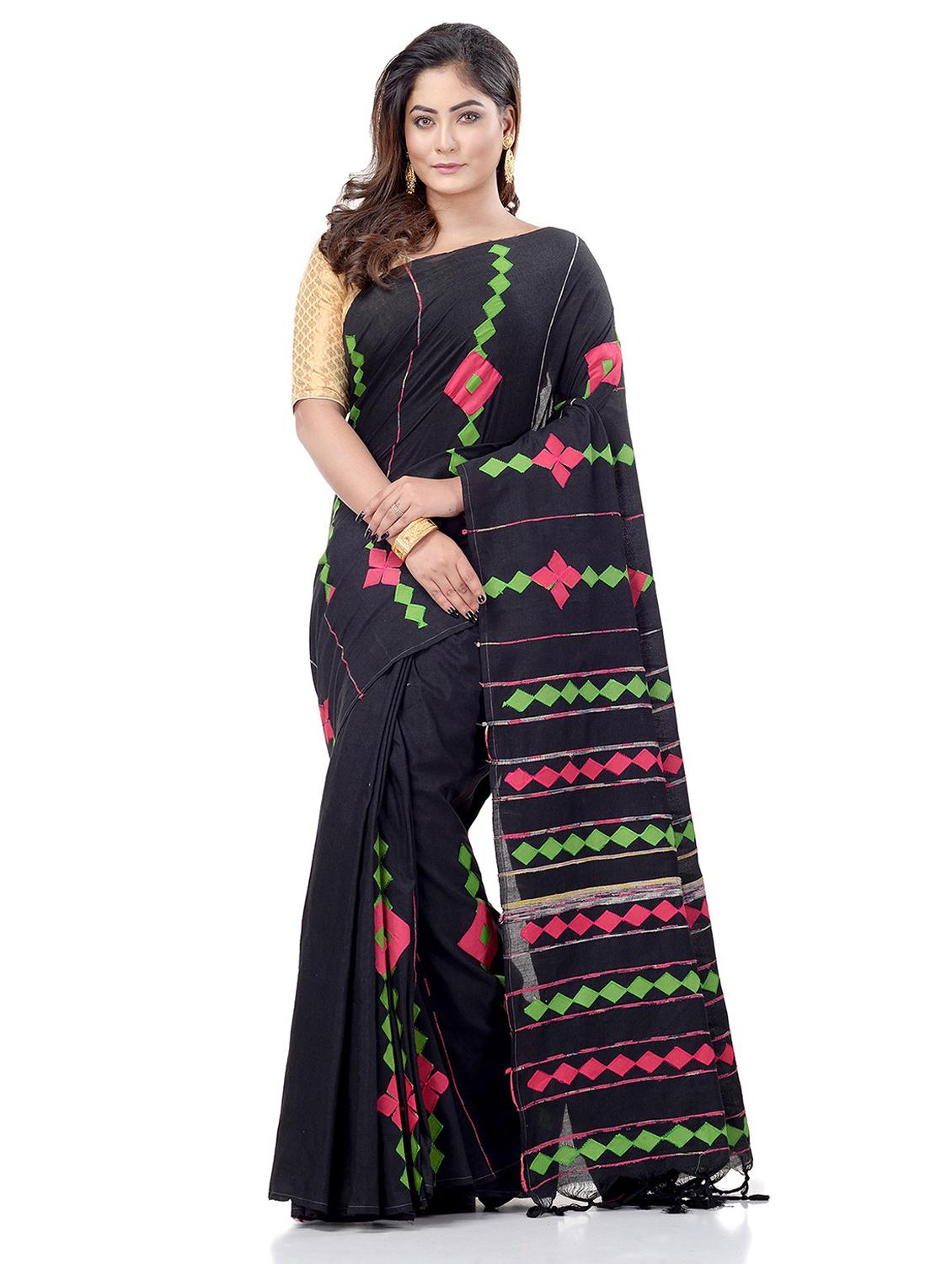 women's printed black colored saree with blouse - 19994910 - Zoom Image - 0