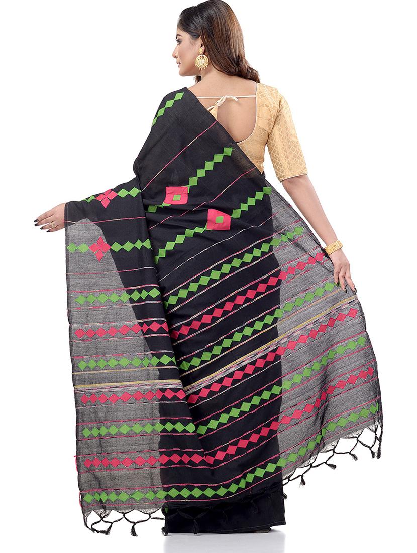 women's printed black colored saree with blouse - 19994910 - Standard Image - 1