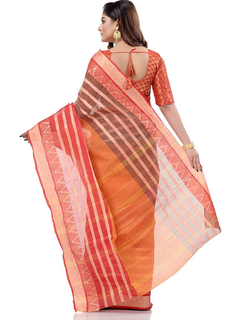 women's bordered orange colored saree - 19994911 - Standard Image - 1