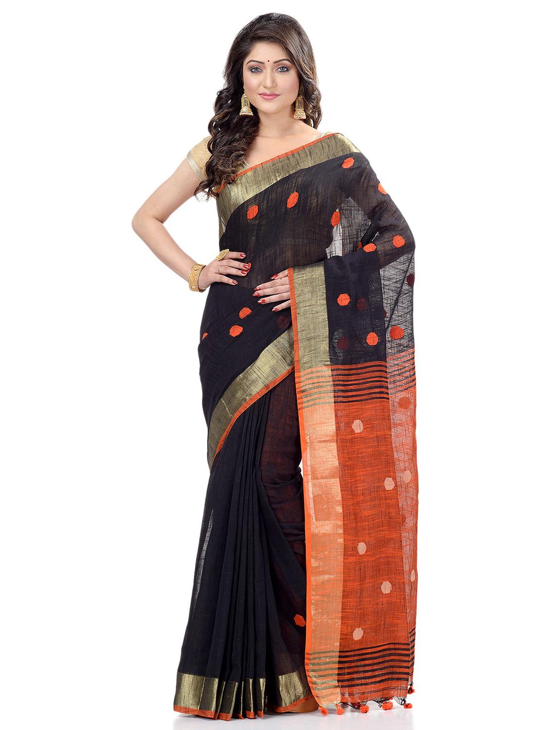 women's self design black colored saree with blouse - 19994938 - Zoom Image - 0