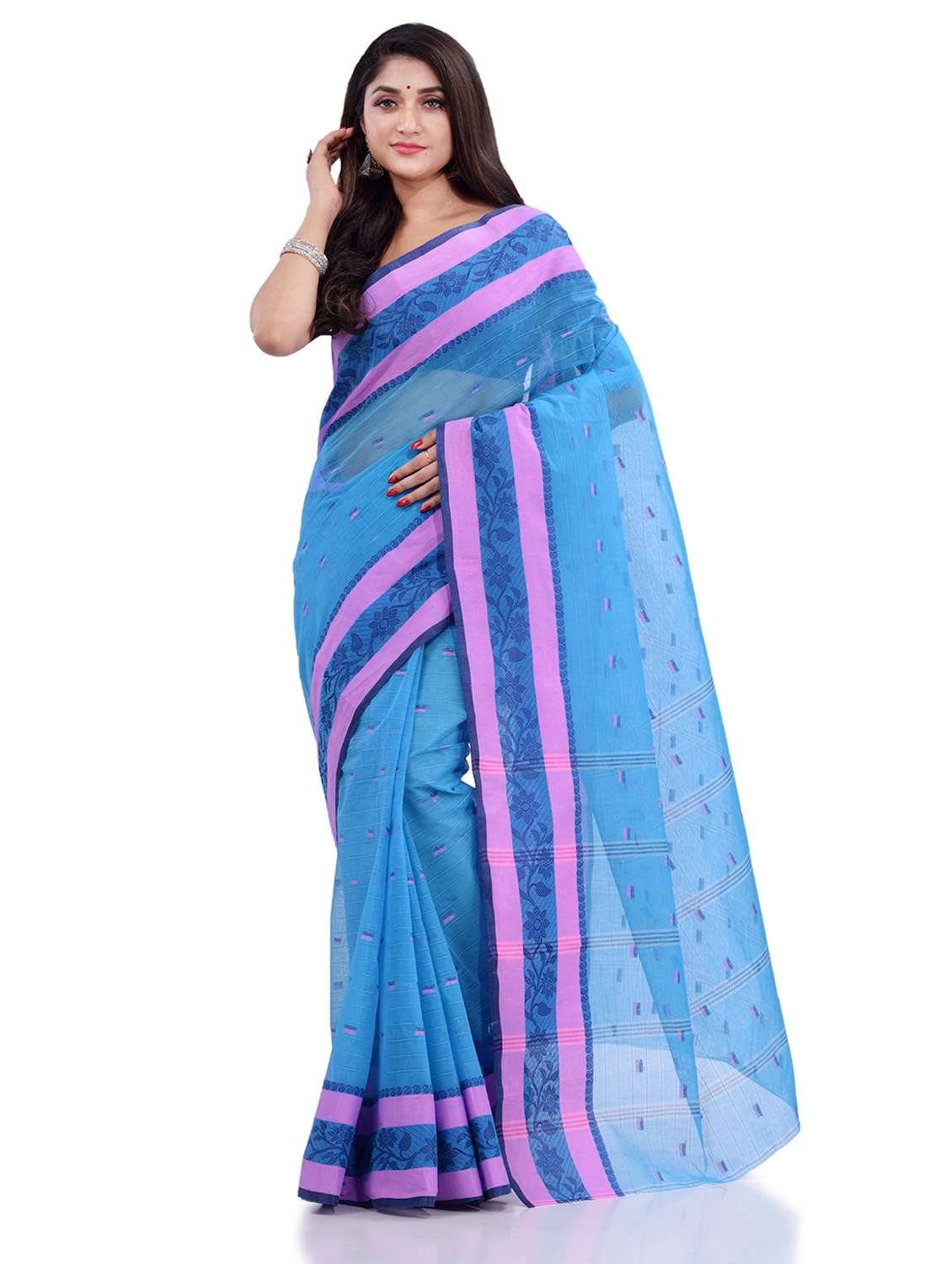 women's self design blue colored saree