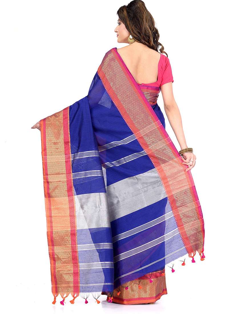 women's self design royal blue colored saree with blouse - 19994973 -  Standard Image - 1