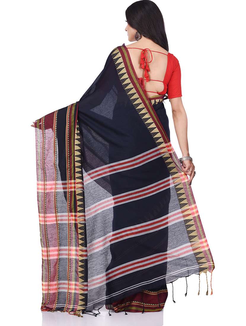women's self design navy blue colored saree with blouse - 19994975 - Standard Image - 1