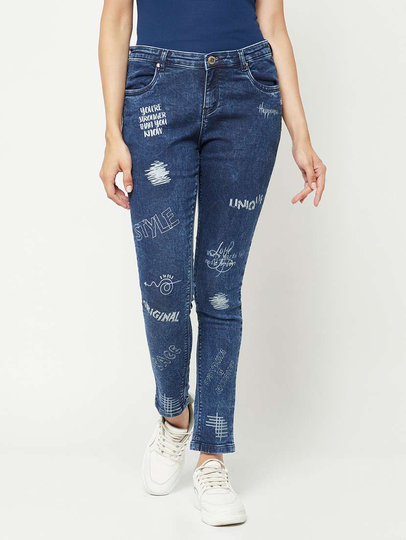 women's printed slim fit jeans