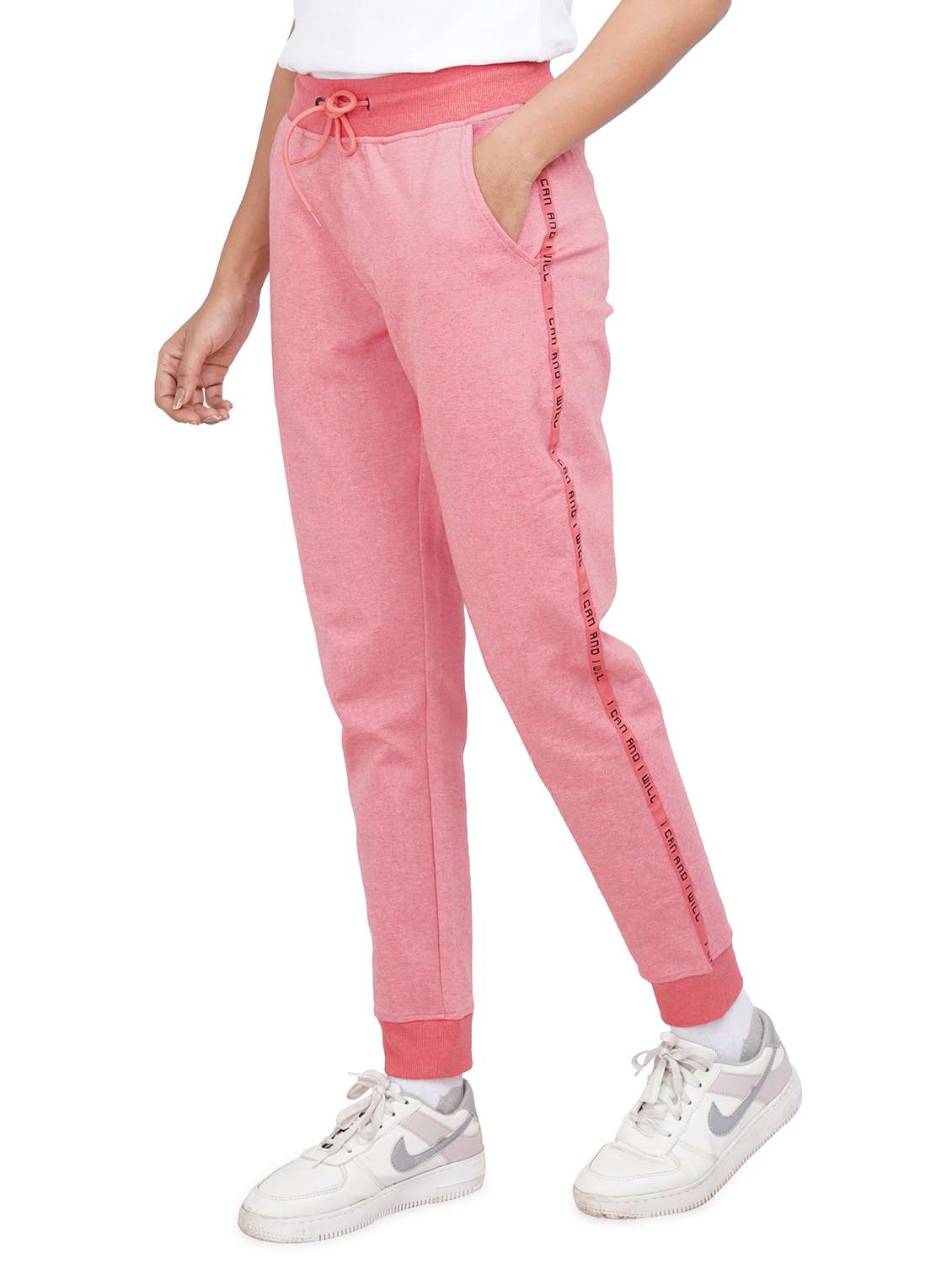 pink solid mid rise jogger - 19995331 -  Standard Image - 1