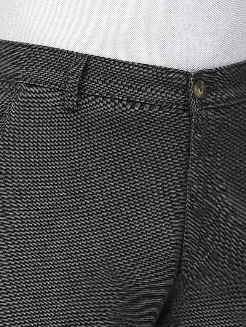 grey solid chinos flat front casual trouser - 19995351 -  Standard Image - 4
