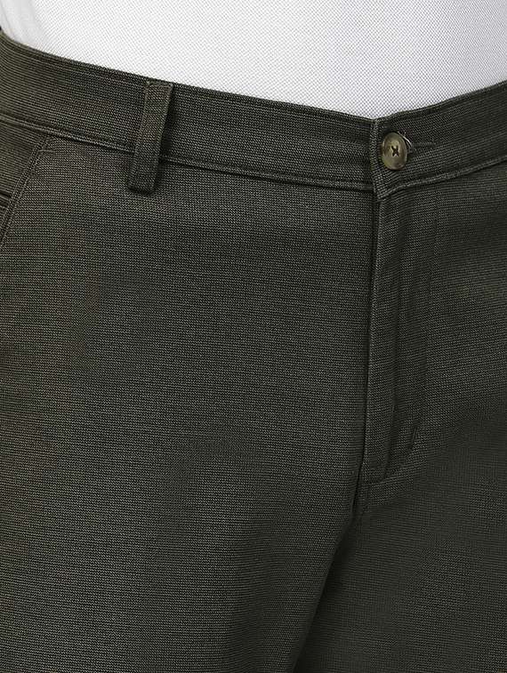 green solid chinos flat front casual trouser - 19995353 -  Standard Image - 4