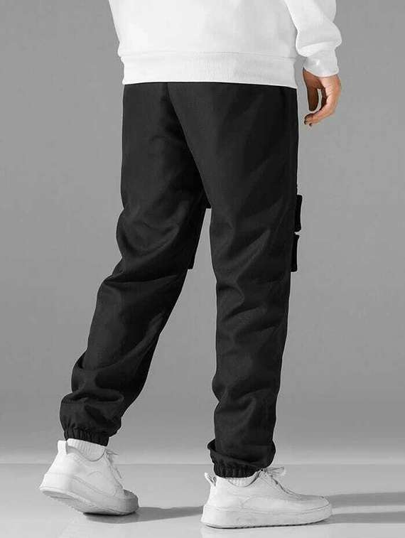 black cotton blend joggers - 19995355 -  Standard Image - 1