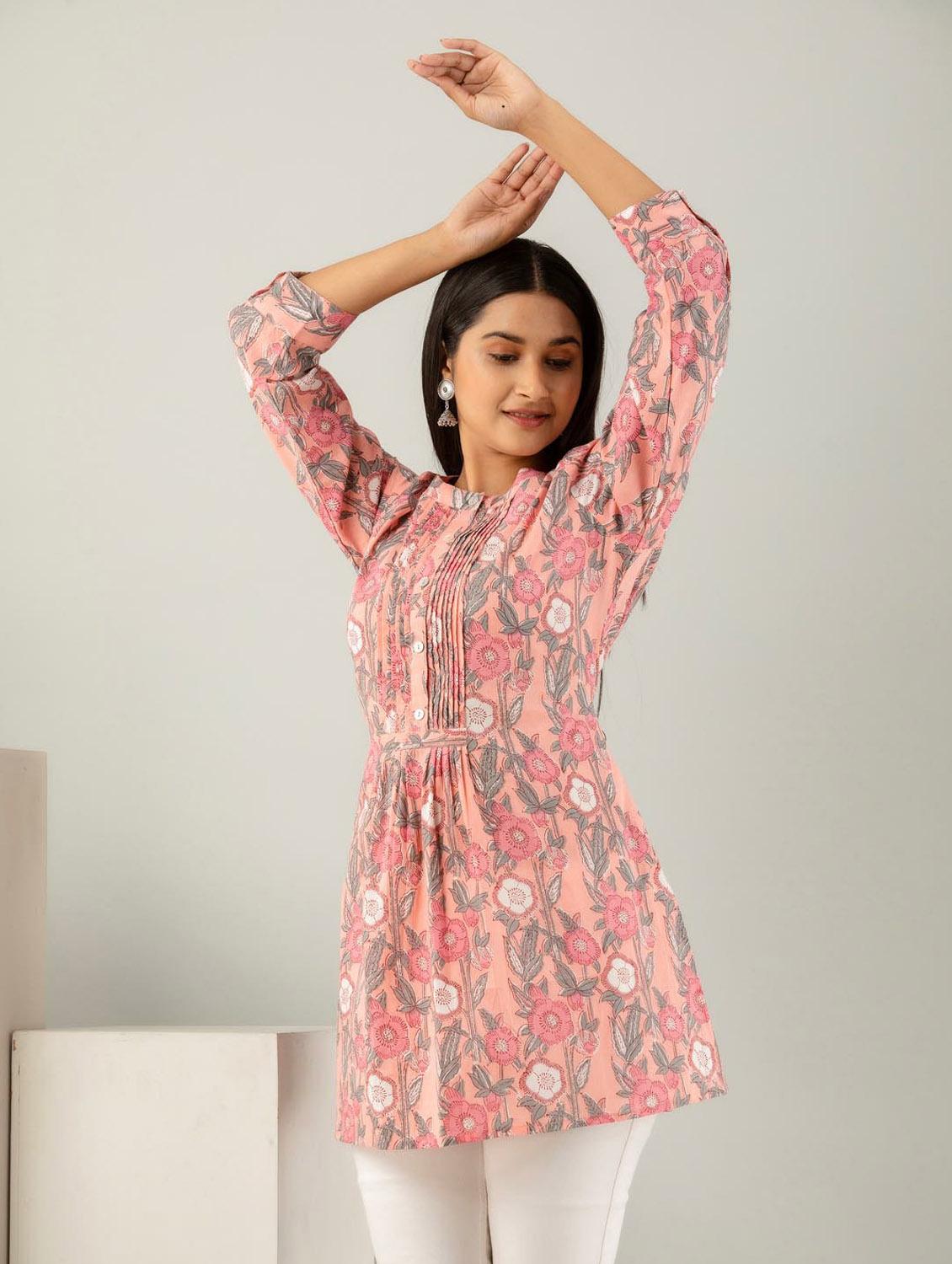 printed cotton short kurti - 19995582 - Standard Image - 1