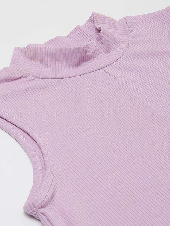 lavender solid mock neck sleeveless regular tunic - 19995681 - Standard Image - 4
