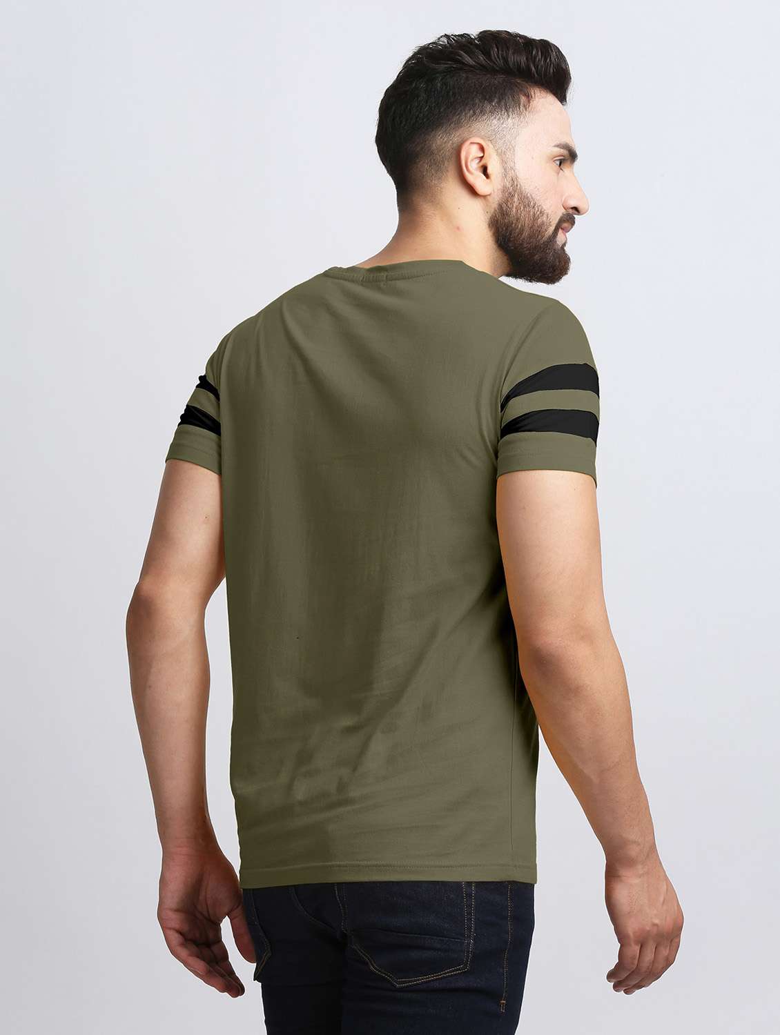 men olive slim fit cut & sew t-shirt - 19995757 -  Standard Image - 1