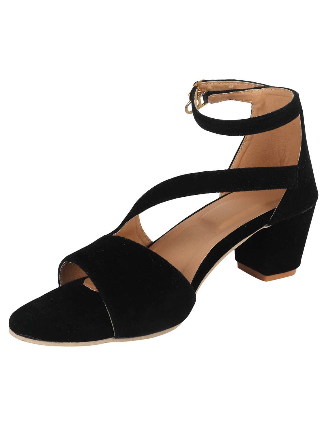 black ankle strap block heel sandals